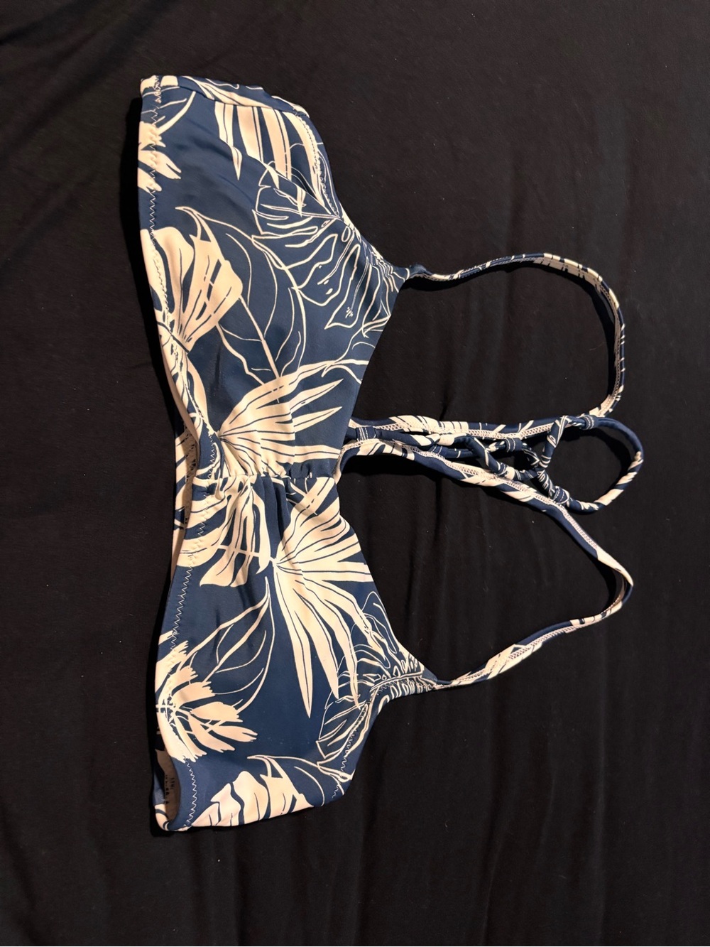 Navy & White Floral Bikini Top